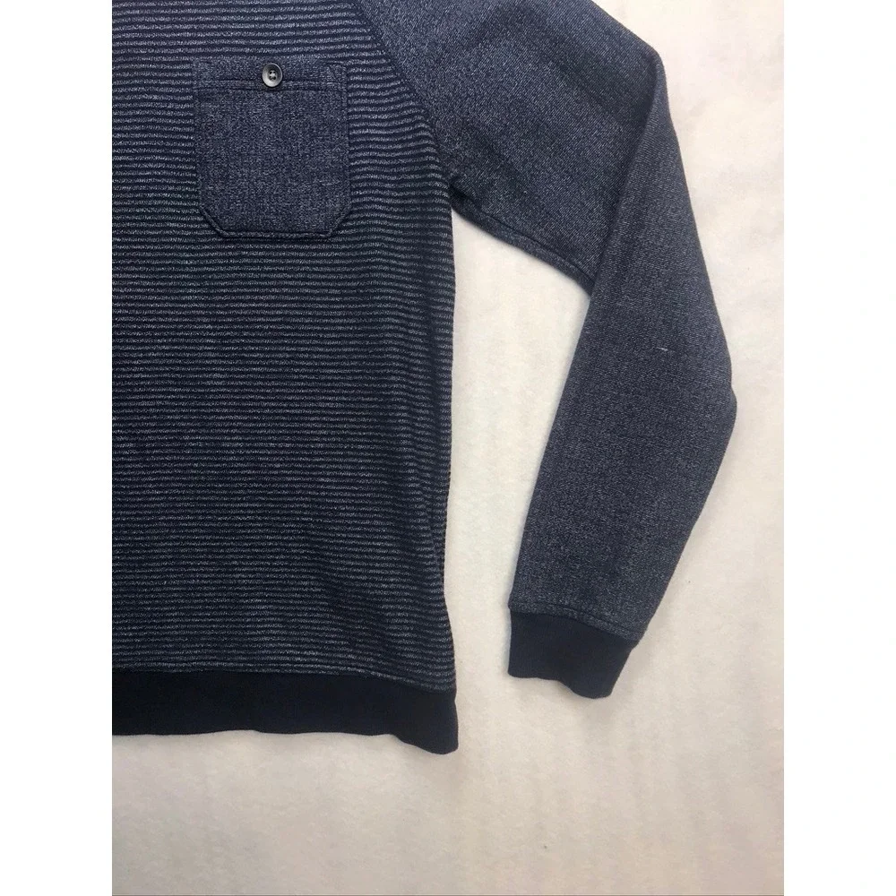 Banana‎ Republic Mens Blue Stripe Crew Neck Raglan Sleeve Pocket Sweatshirt M